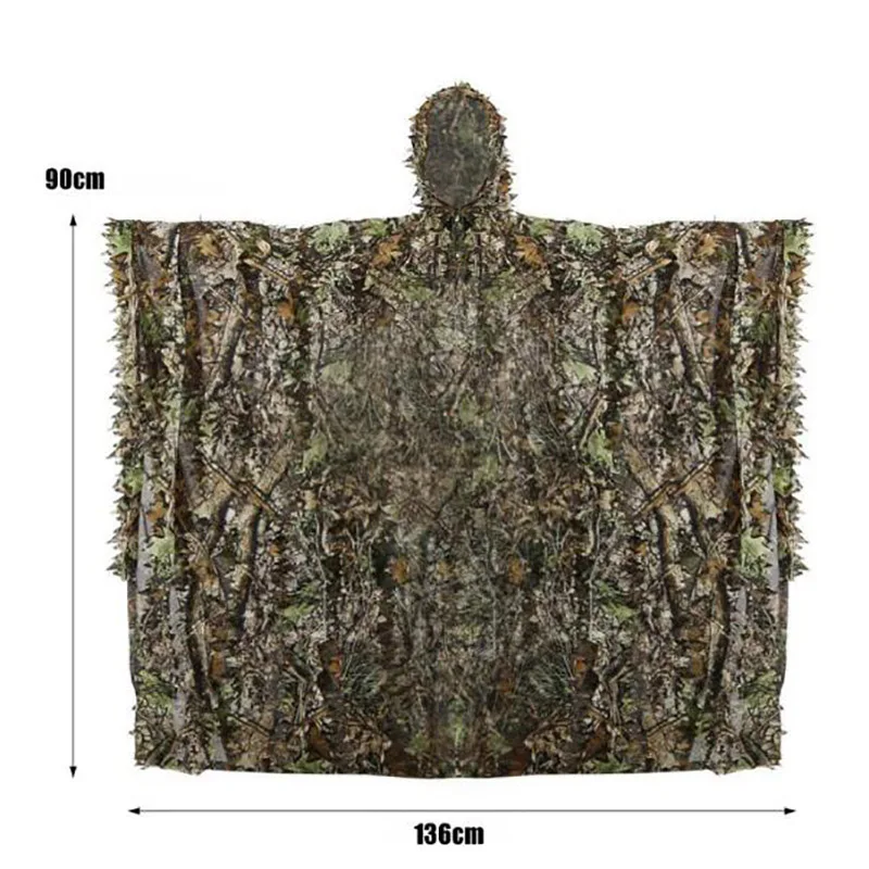 Ghillie Suit Men Women Bionic Camouflage Robe Outdoor Hunting Birdwatch Polyester Clothing Training Combat Clothes Set