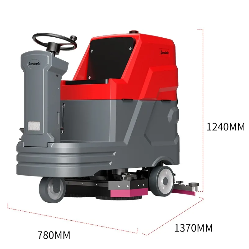 Airo Ride-On Mini Electric Industrial Floor Scrubber & Washer with Side Brush Self-Propelled Tile Cleaning Machine view 6