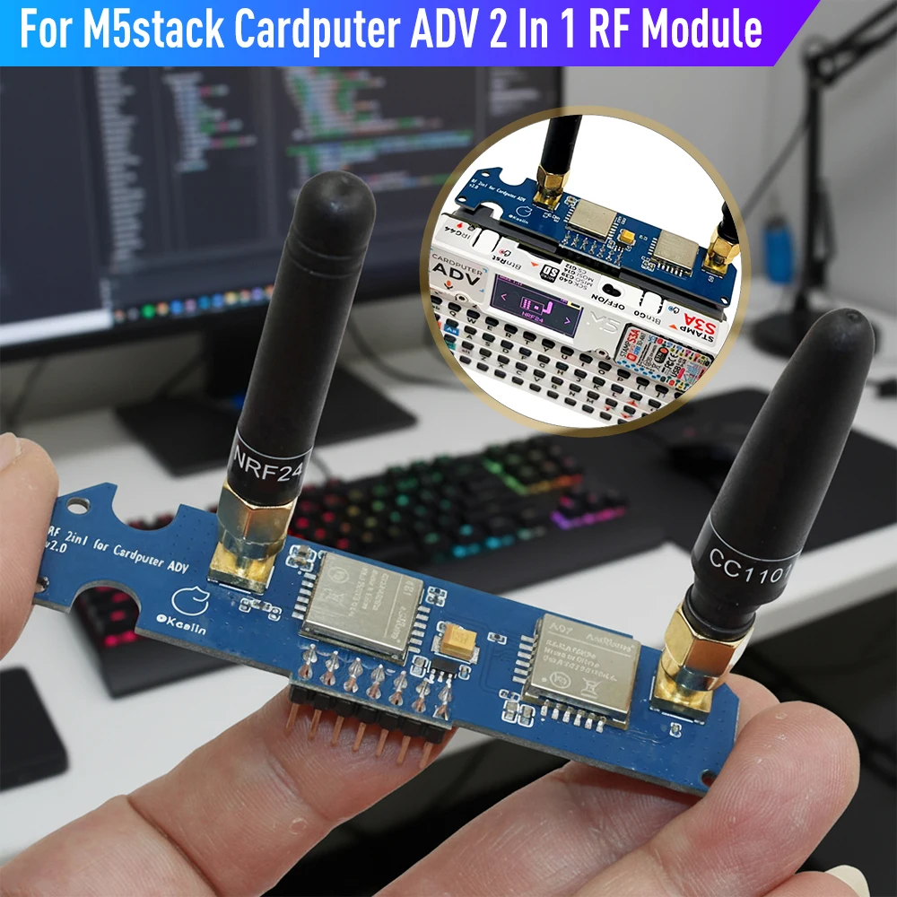 For M5Stack Cardputer ADV RF Module 2-in-1, NRF24 & CC1101 Dual-Band Board, Enhanced Antenna Design, Stable 2.4G/433M Signal 