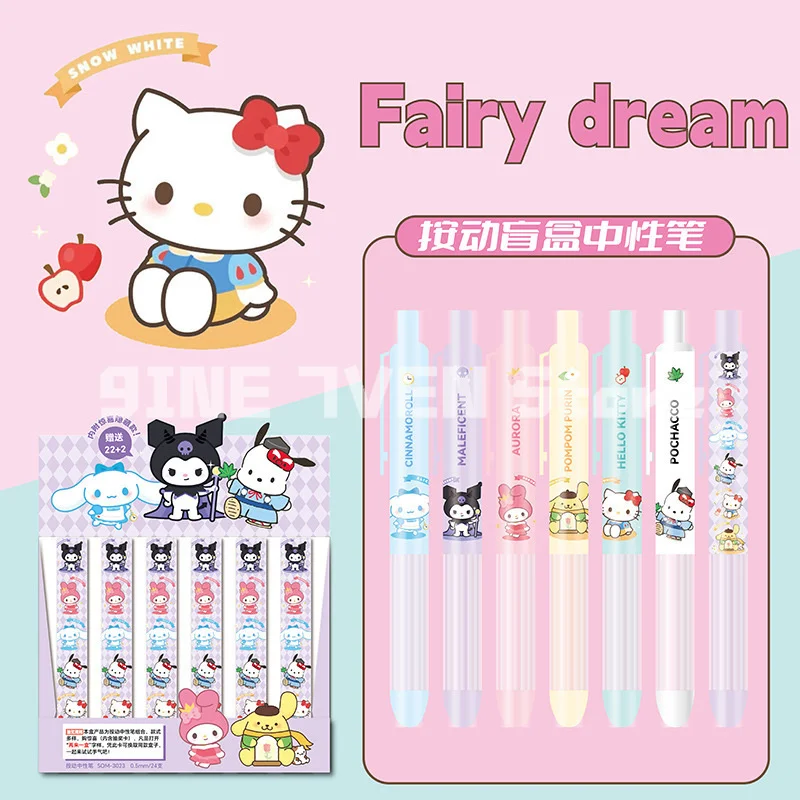 

24pcs Sanrio Family Gel Pen Press Pens Kawaii Stationery Student Learn Tool 0.5 Black School Office Supply Gift Student Prizes