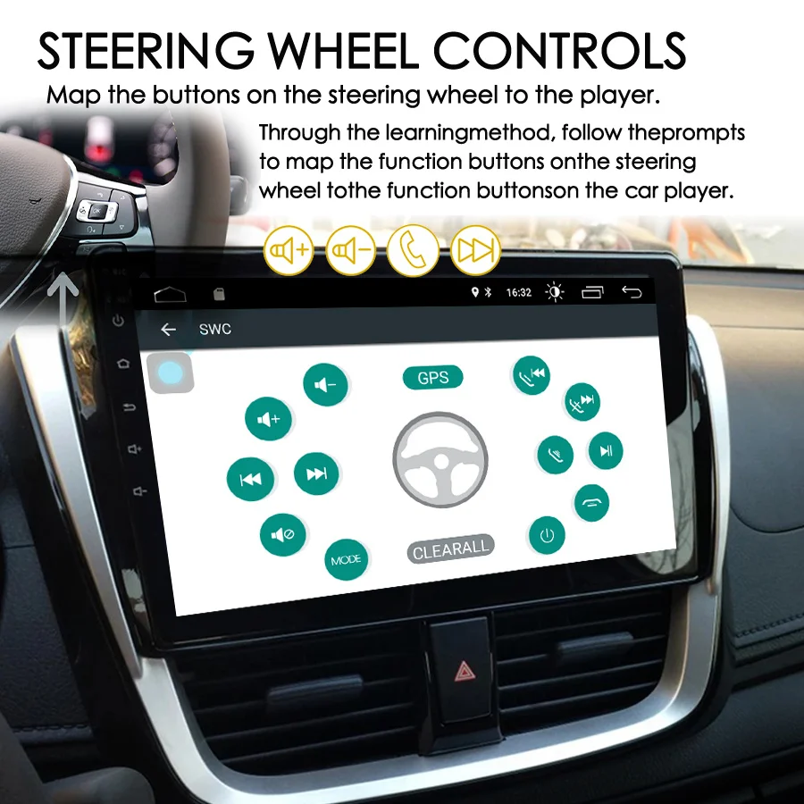 Stereo Radio mobil Android 13, suara AI 8 + 128GB untuk Toyota Vios (2013-2017) Yaris SE navigasi GPS pemutar Multimedia Video