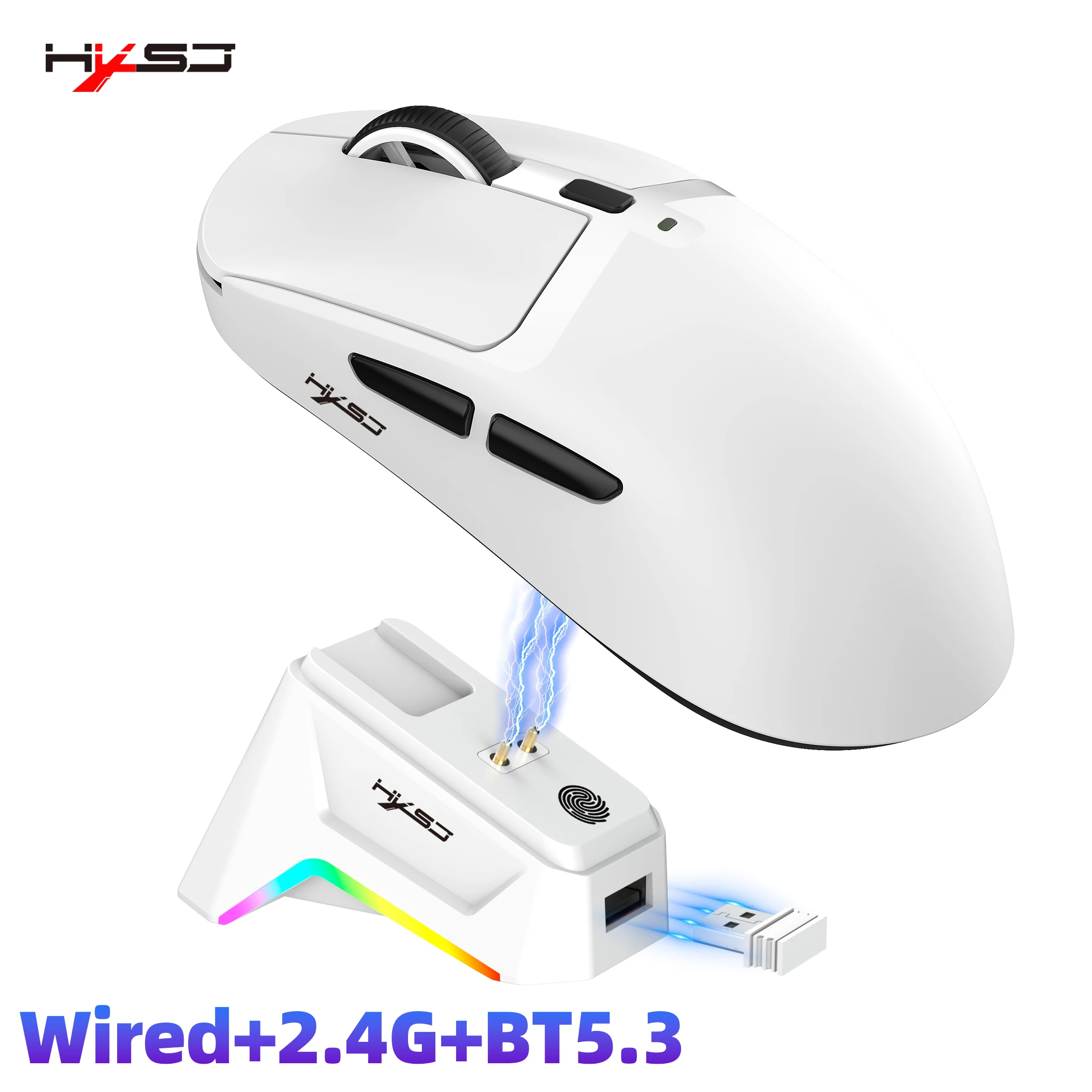 HXSJ T10 New Arrival Wireless Gaming Mouse 3D Style 6 Buttons Optical Mouse Right Lightweight Design Charging Dock for Laptop