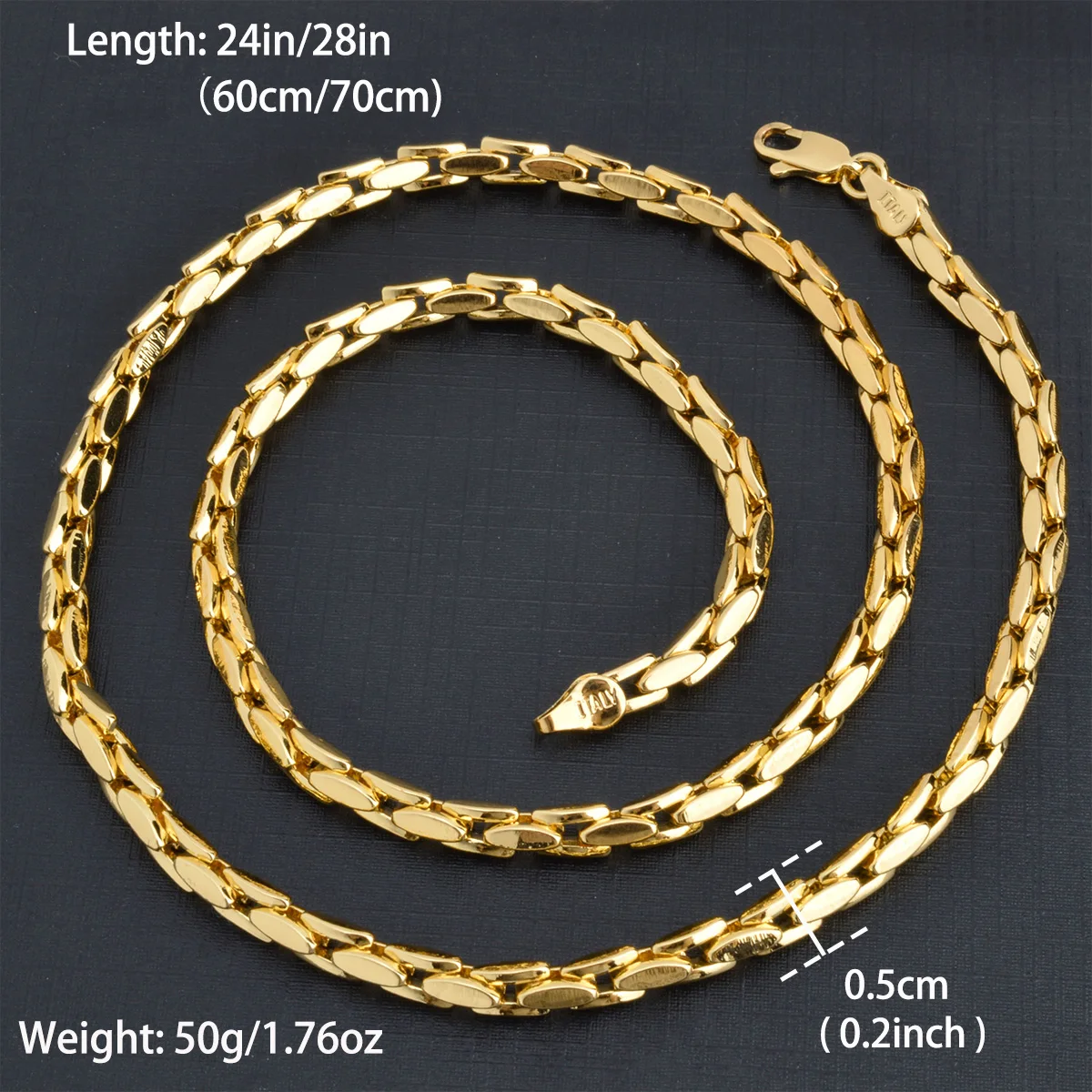 Classic Cuban Link Chain Necklace For Men Plated Male Choker Collar Punk Jewelry Retro Trendy Chic Copper Necklace for Women