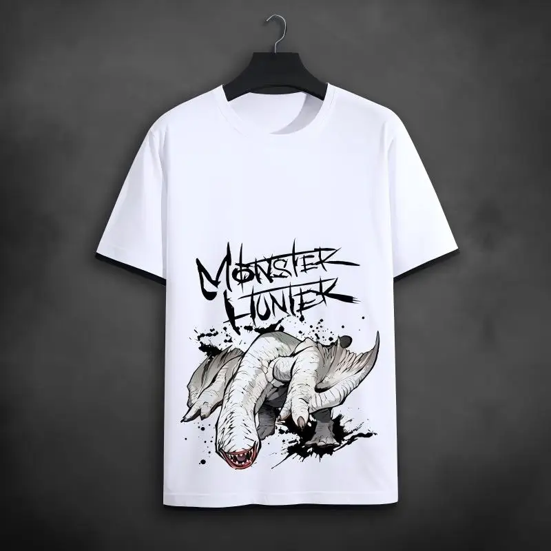 Monster Hunter World Odogaron Grafik-T-Shirt, Bloodhound Wyvern Kunstdruck, weißes Baumwoll-T-Shirt für Gamer und Anime-Fans – Detail 15