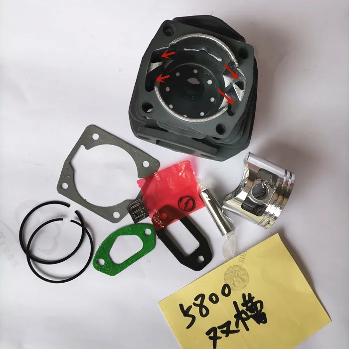 G5800 Cylinder assy with gasket piston bearing 45.2mm for 5800 58CC Gasoline Chainsaw piston ring pin clip