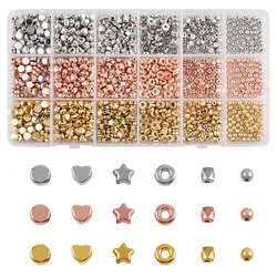 1440pcs CCB Plated Gold Spacer Beads Set Round Heart Beads Charm Kit Beads for Jewelry Making DIY Bracelet Necklace Star Box