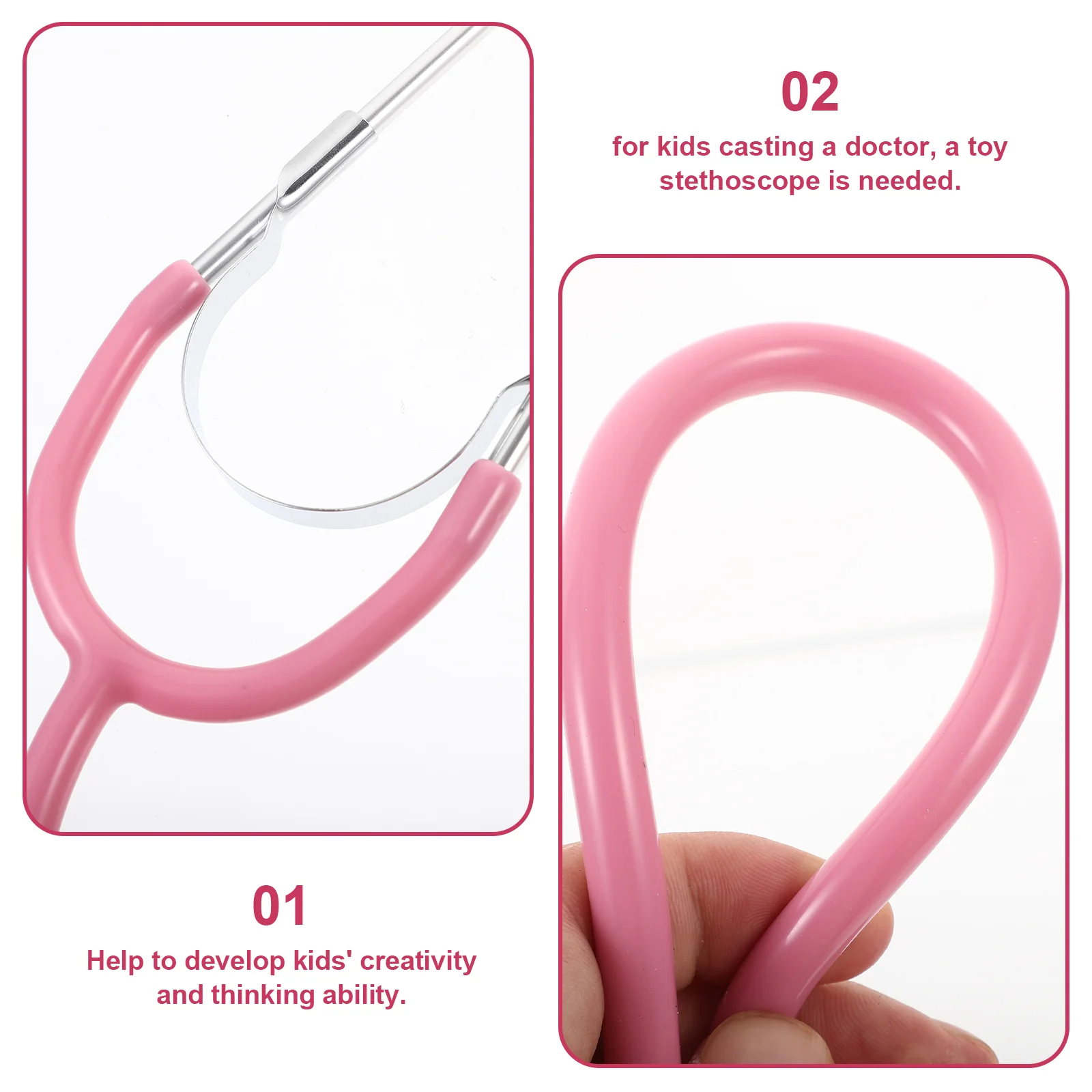 1pc Single-player Virtual Stethoscope Children Medical Toys Simulation Medical Equipment Play Toy for Kids Children (Pink)