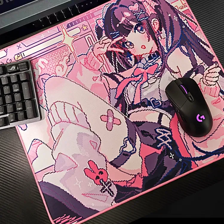 

Sketch Cyberpunk Anime Girl Glass Gaming Mouse Pad Smooth Frosted Surface Desk Mat Tempered Upgrade FPS Office Mousepad Esports