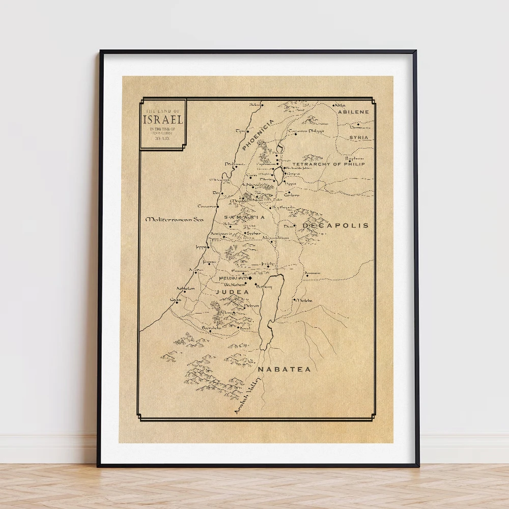 خريطة القدس أسود أبيض قماش المشارك جدار صورة فنية إسرائيل مدينة شارع الطريق الحديثة الشمال الديكور اللوحة ديكور المنزل #4