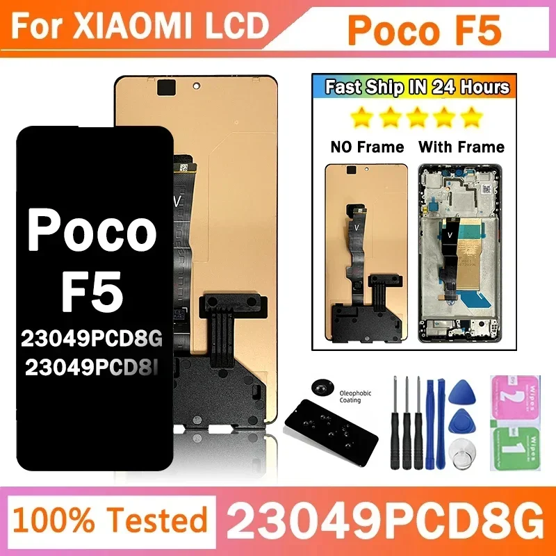 6.67'' New AMOLED For Xiaomi Poco F5 LCD Display with touch screen Digitizer Assembly For Xiaomi POCOF5 23049PCD8G Display