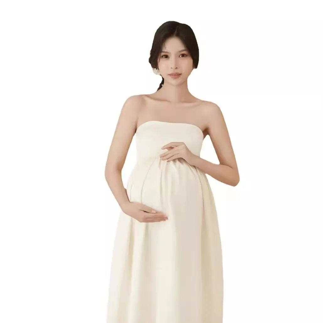 2024 Pregnant Women Photography Clothing Beautiful Small Fresh Fashion White Sexy Dress