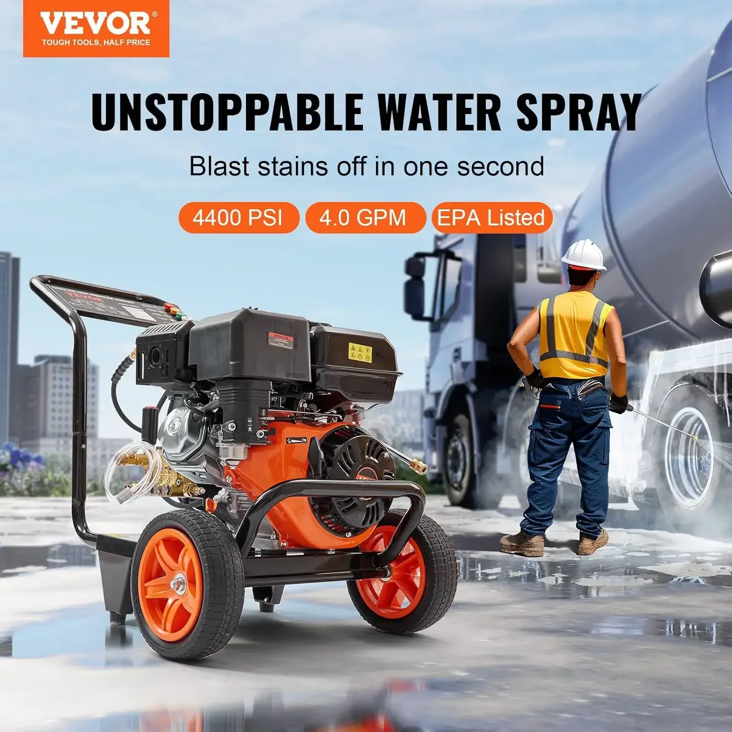 

Choiceness Gas Pressure Washer, 4400 PSI 4.0 GPM, Gas Powered Pressure Washer With Copper Pump, Spray Gun And Extension Wand, 5