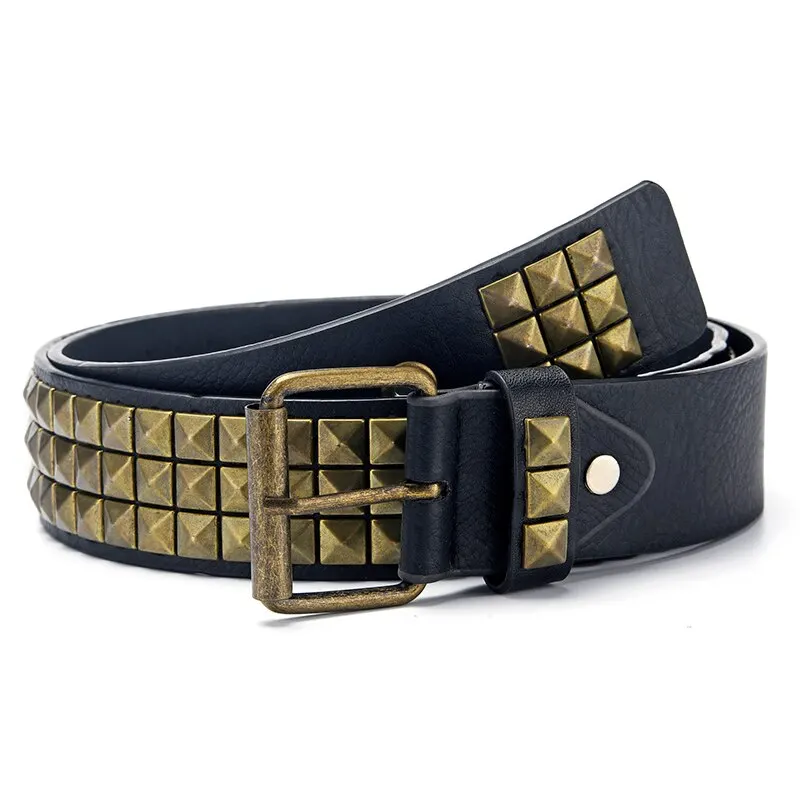 Mode Nieuwe Vierkante Kraal Klinknagel Riem Metalen Piramide Riem Mannen en Vrouwen Punk Hardware Jeans Riem Y2K Riem Designer Riem Damesriem