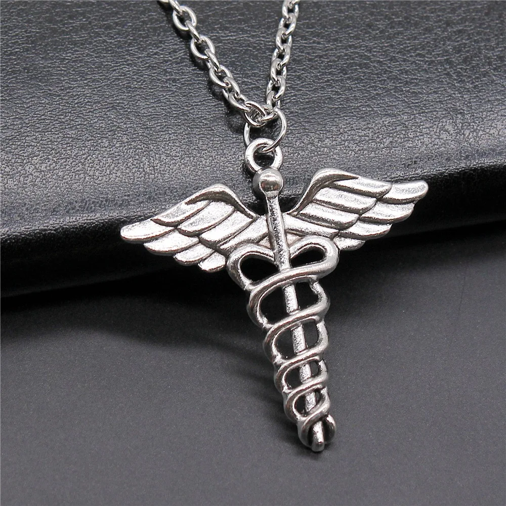 Popular Jewelry Alloy Pendant Necklace Vintage Ornaments Wand Medical Symbol Pendant Ornament Unisex Gifts for Family or Friends