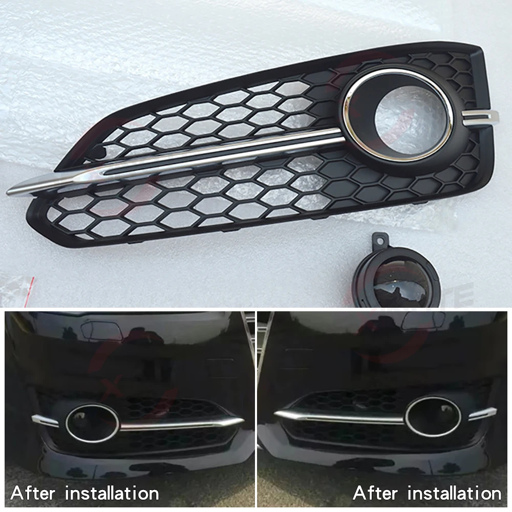 Auto Front Chrome Bumper Fog Light Grill Mesh Cover Racing Grille with ACC Set For Audi A8 Sport S8 2014 2015 2016 2017 2018