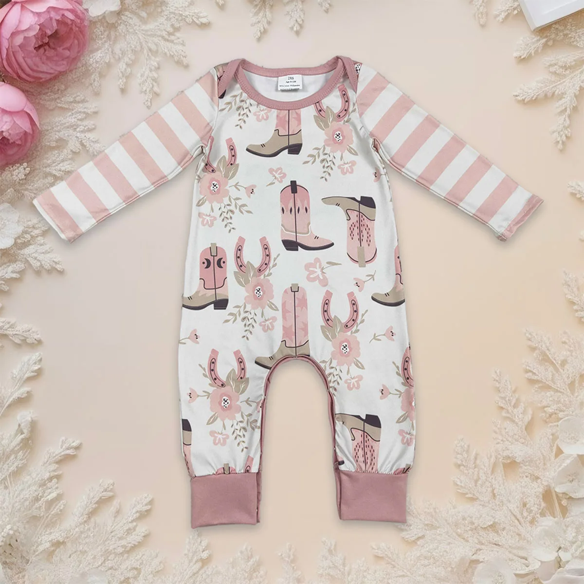 

Newborn Baby Girl Cactus Boots Howdy Footie Bubble Romper Infant Bodysuit Toddler Cotton Coverall Jumpsuit Clothing Wholesale