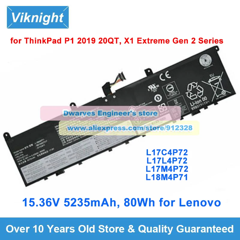 

Original L18M4P71 L17C4P72 Laptop Battery L17L4P72 L18M4P7215.36V 5235mAh 80Wh For Lenovo X1 Extreme Gen 2 ThinkPad P1 2019 20QT