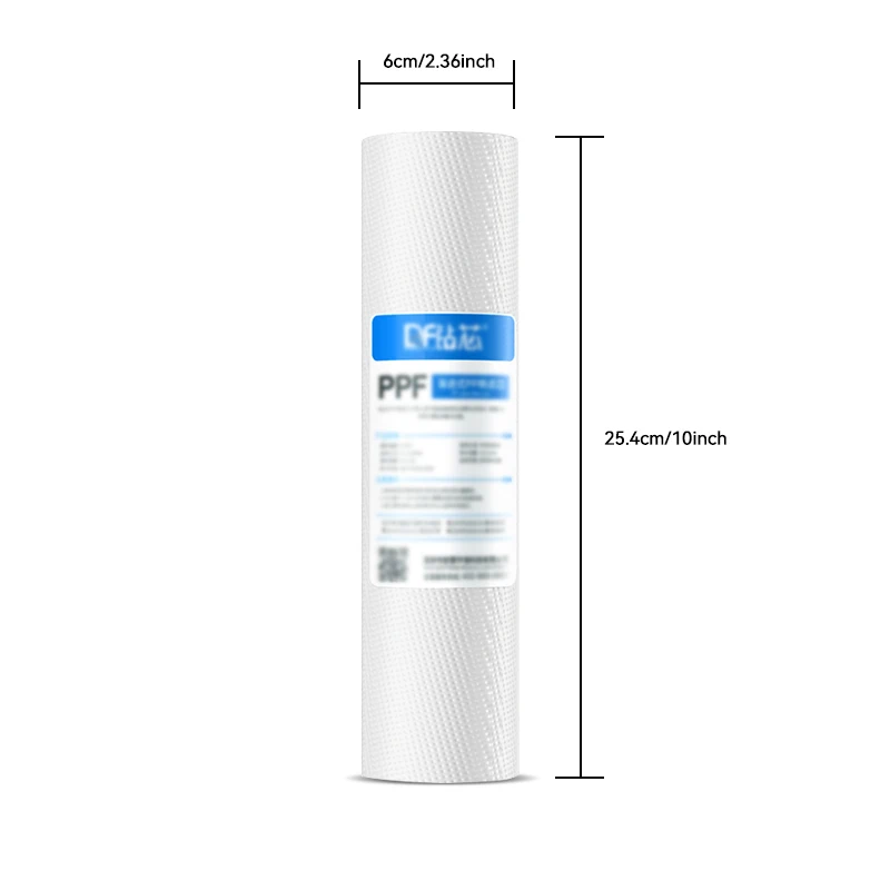 10 بوصة PP القطن 5 ميكرون خرطوشة تصفية المياه الرواسب مادة البولي بروبيلين نظام تنقية المياه 2 قطعة