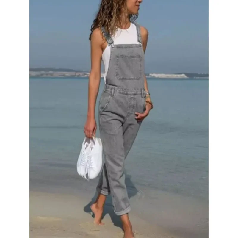 

Jumpsuits Comfy Adjustable Straps Womens Overalls Denim Stretch Straight Leg Jeans Boyfriend Overall Regular Fit Bib Jean