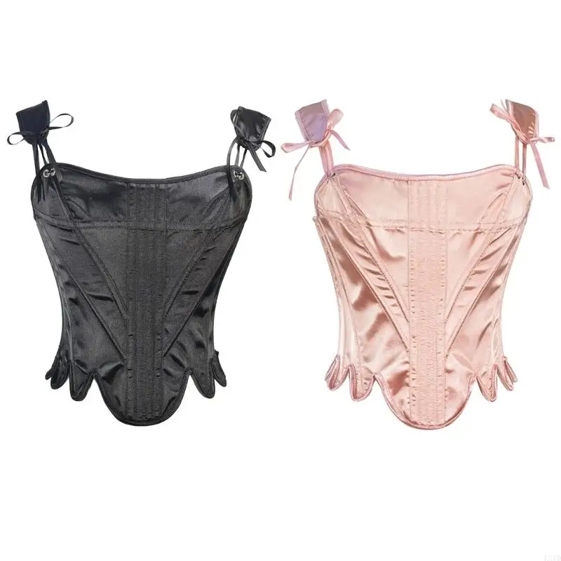 lxad corsets สำหรับผู้หญิง satins overbust corset ด้านบน bustier lingeires กระดูกลูกไม้ขึ้นด้านหลัง body bustier crop tops