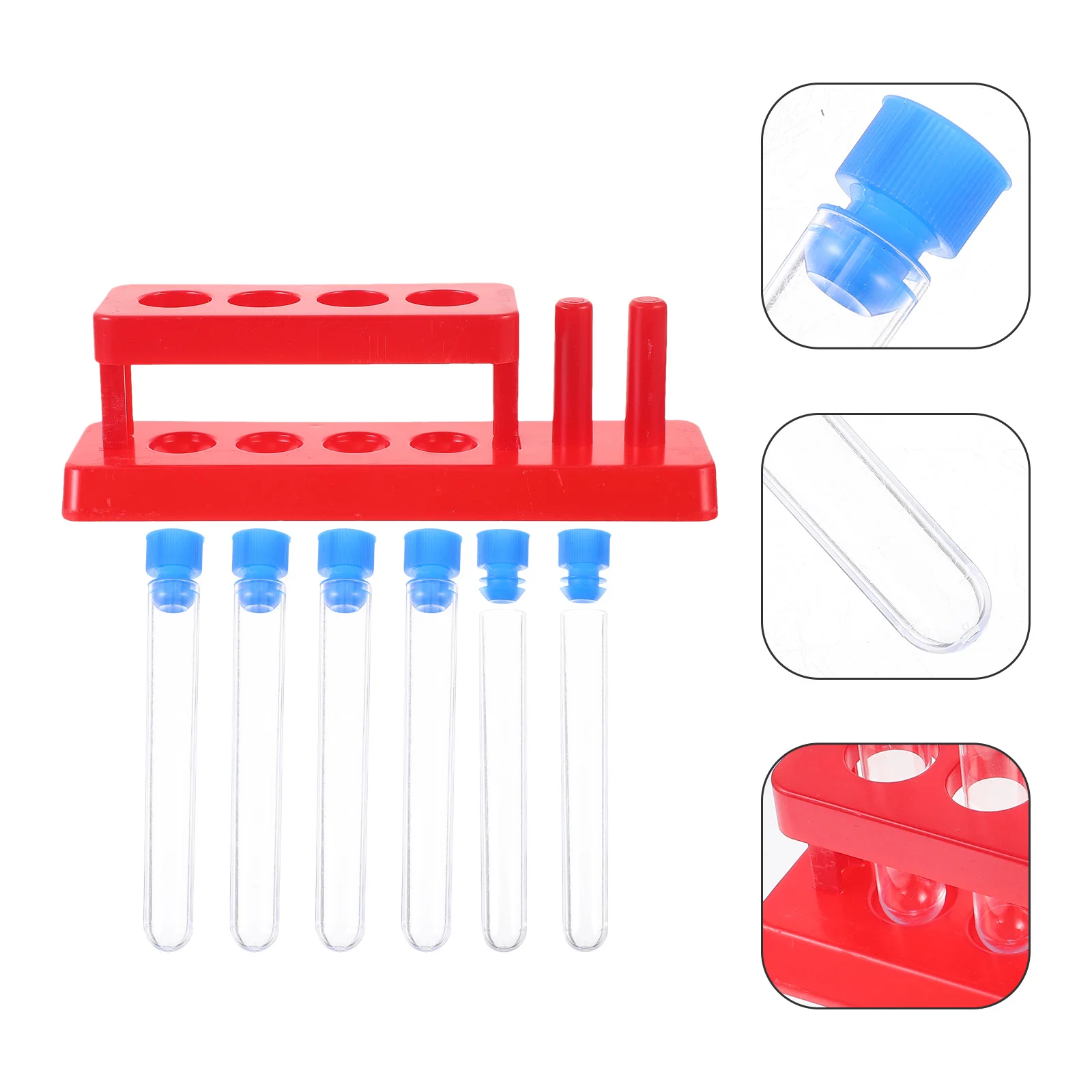 

1 Set Clear Plastic Test Tubes With Rack Science Learning Educational Experiment Kit For 'S Scientific Discovery