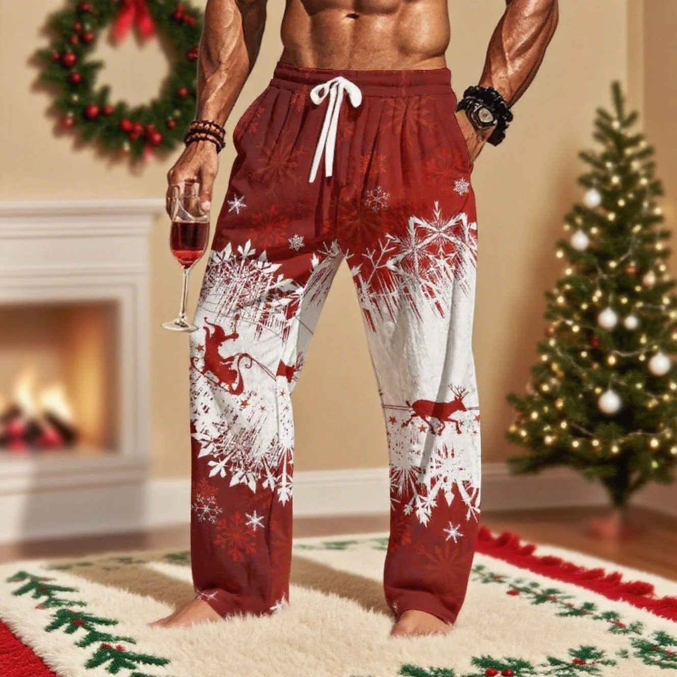 

2025 New Arrival 3D Digital Christmas Loose Fashion Casual All-match Sports Men's Trousers