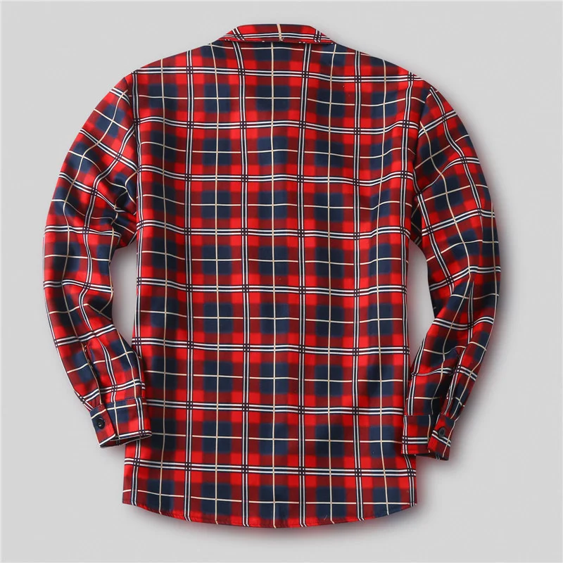 Winter Mens Plaid Flannel Shirts Thick Fleece Jacket Quilted Lined Long Sleeve Red Checkered Shirt For Man Camisas De Hombre