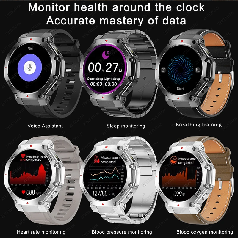 ใหม่สําหรับ Xiaomi ทหาร GPS สมาร์ทนาฬิกาผู้ชายไฟฉายเข็มทิศกันน้ํากีฬากลางแจ้ง Tracker บลูทูธ NFC Smart Watch