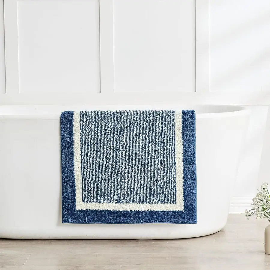 

Bath mats for Bathroom Non Slip, Fluffy Absorbent Microfiber Bath mat Washable, Aesthetic Bathroom Rugs, Large Navy Blue Bath ma