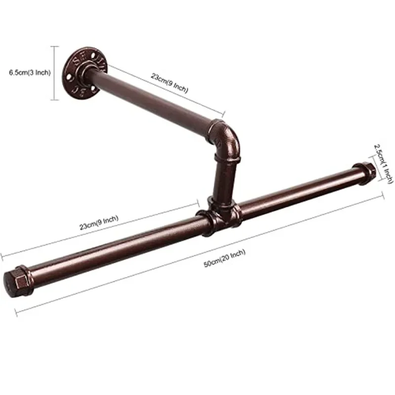 2 Pcs Industrial Pipe Clothes Rack Heavy Duty Rustic Detachable Wall Mounted Clothing Rack Multi- Hanging Rod for Closet Storage