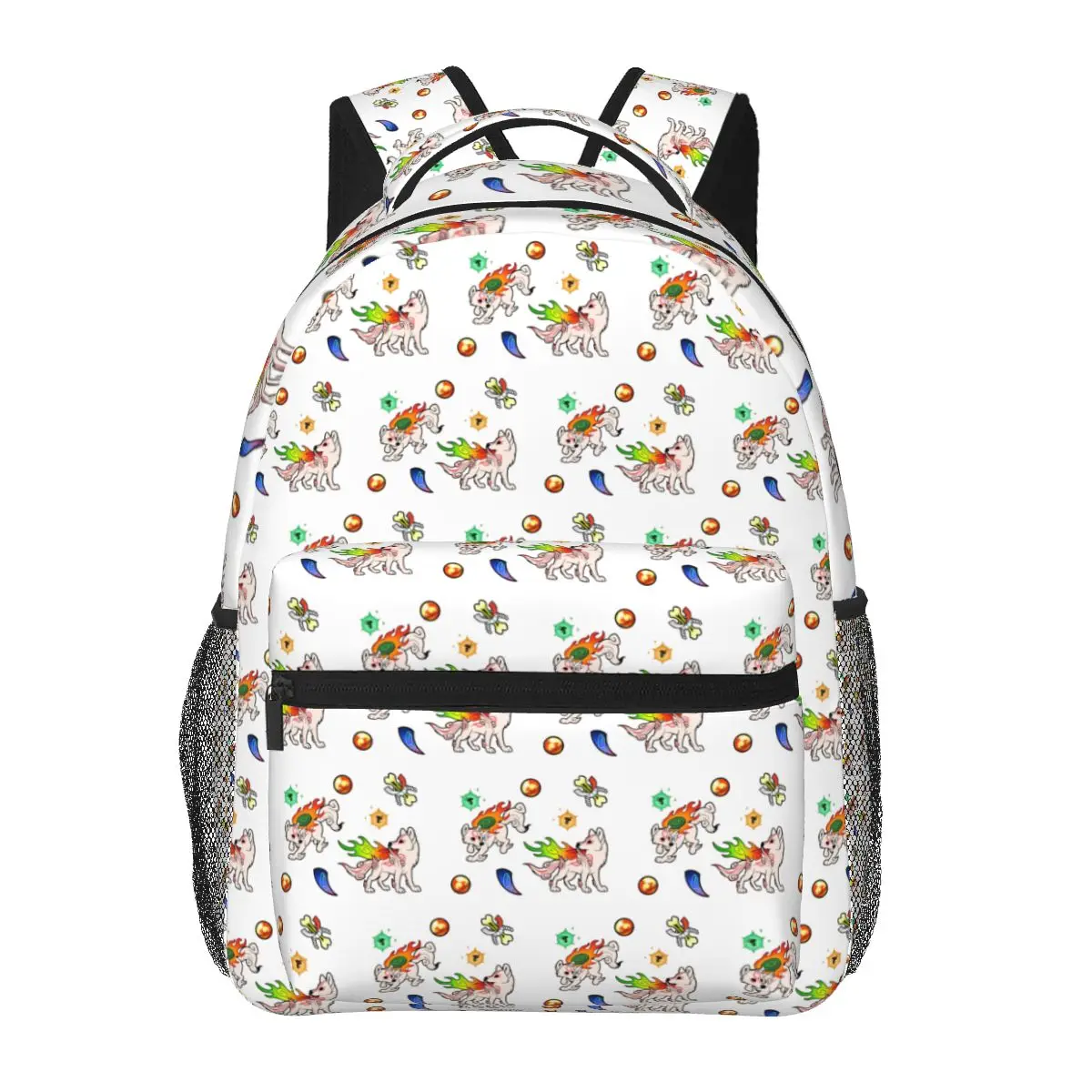 Okami Pattern Backpacks Boys Girls Bookbag Children School Bags Cartoon Laptop Rucksack Shoulder Bag Large Capacity