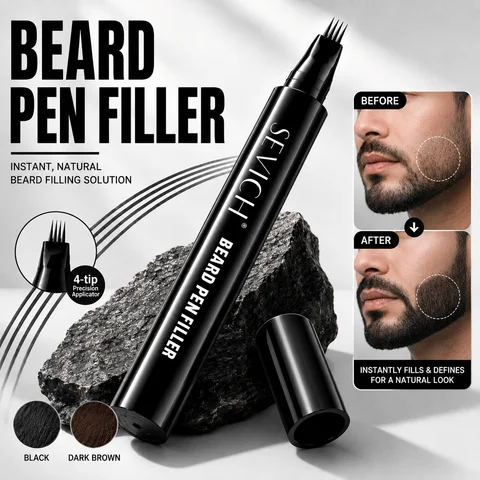 SEVICH Beard Filler Pen Waterproof Beard Coloring Pen Beard Coloring Filling Enhancer Black Fiber Hair Beard Stuffing Pen Tool