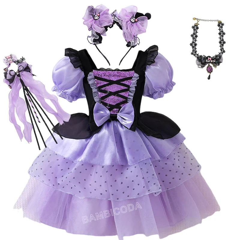 

Gothic Children's Dress Girl Lolita Dress Summer Punk Purple Sweet Cool Halloween Princess Dress Activity Performance Clothing