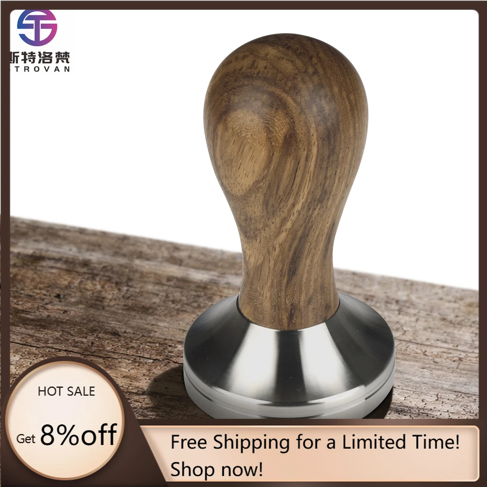 

STLF WJW Rosewood Handle Espresso Portafilter Tamper Coffee Accessories 51mm 53mm 58mm 304 Stainless Steel Coffee Tamper Base