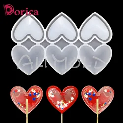 Dorica Love Heart Resin Epoxy Mold Handmade Rattle Shaker Lollipop Mould DIY Jewelry Making Models Kitchen Cake Decorating Tools