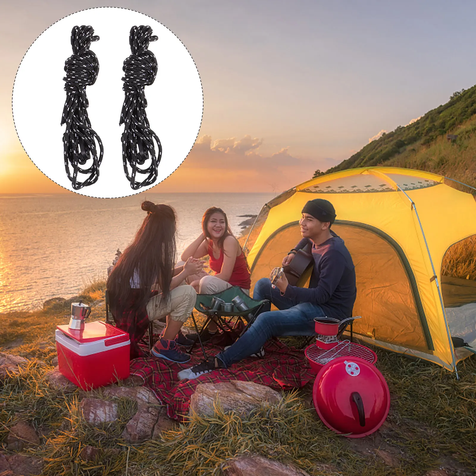

5Pcs Durable Nylon Windproof Rope With Buckle Outdoor Camping Tent Accessories