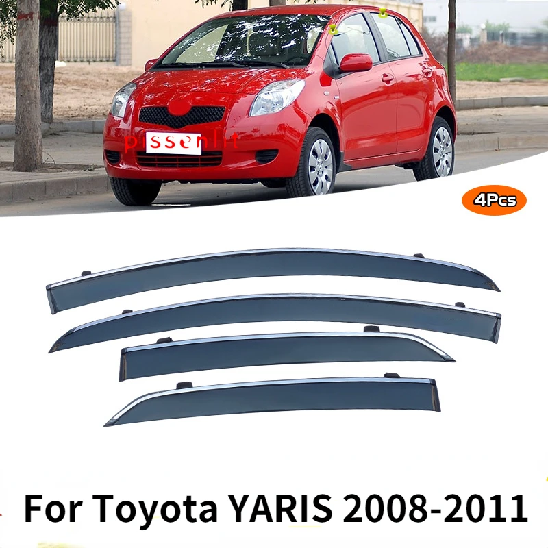 For Toyota YARIS VITZ XP90 2006 Accessories Window Visor Outer Trim Chrome Window Visors Weathershields Wind Rain Guard