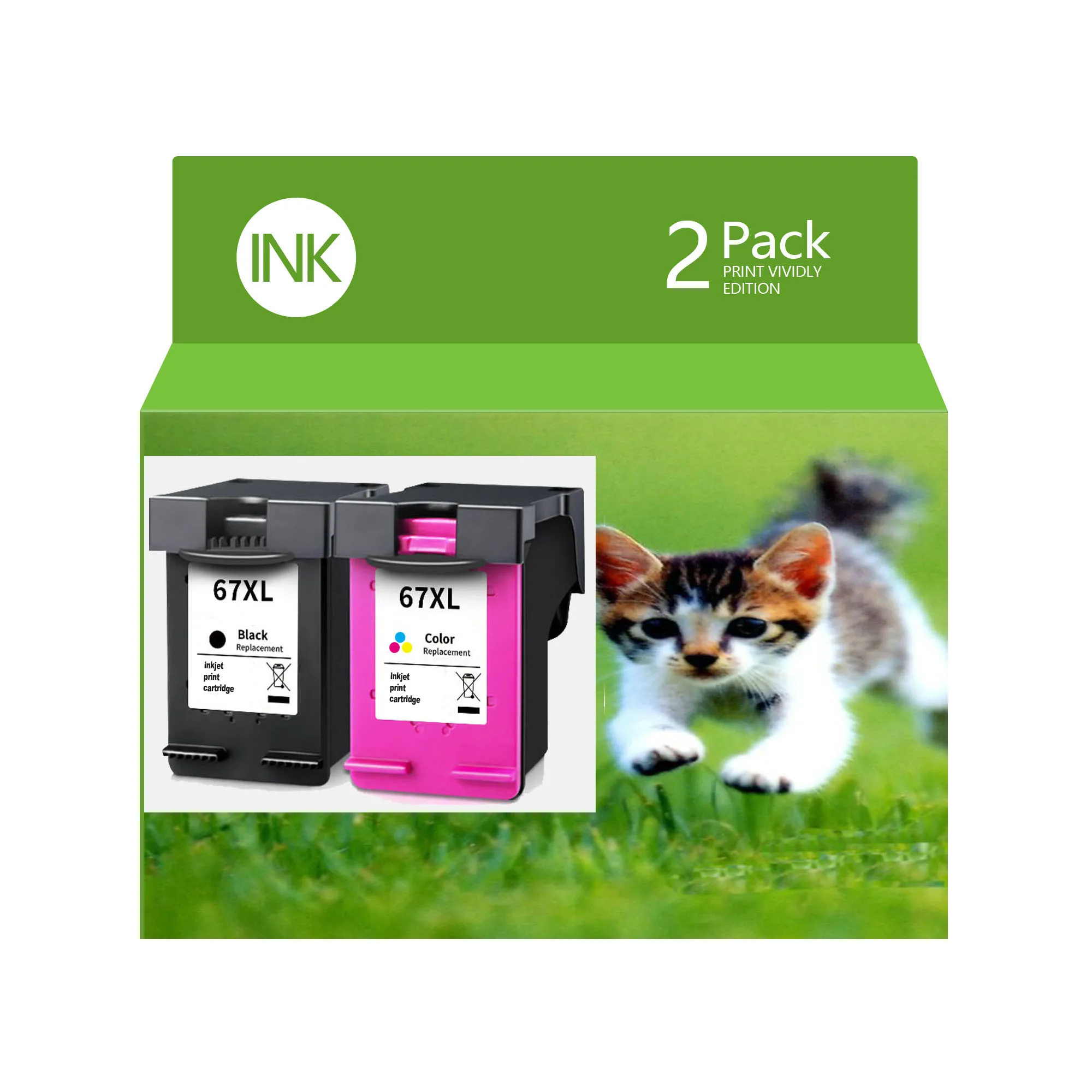 خراطيش حبر 67XL بديلة باللونين الأسود واللون للحبر 67 67XL خراطيش حبر كومبو للعمل مع DeskJet 2755e 2700 2855e #1
