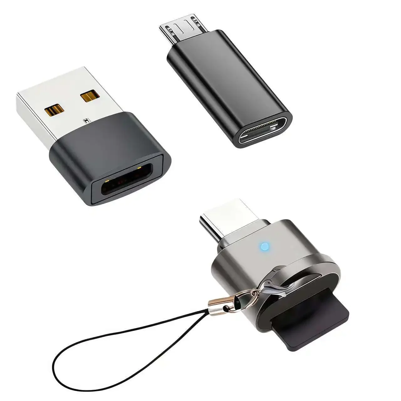 Micro SD Card Reader, USB C to SD Card Reader, Type C TF Storage Card Reader, Equipped with USB C to USB Adapter, Mepsies USB OT