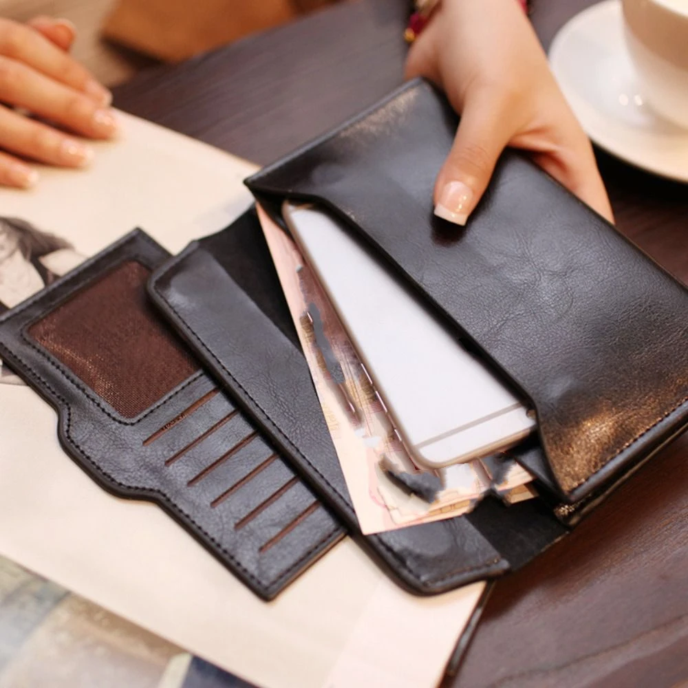 Genuine Leather Envelope Wallets Korean Style Portable Women Long Clutch Bag Coin Purse Multifunctional Change Bag Outdoor