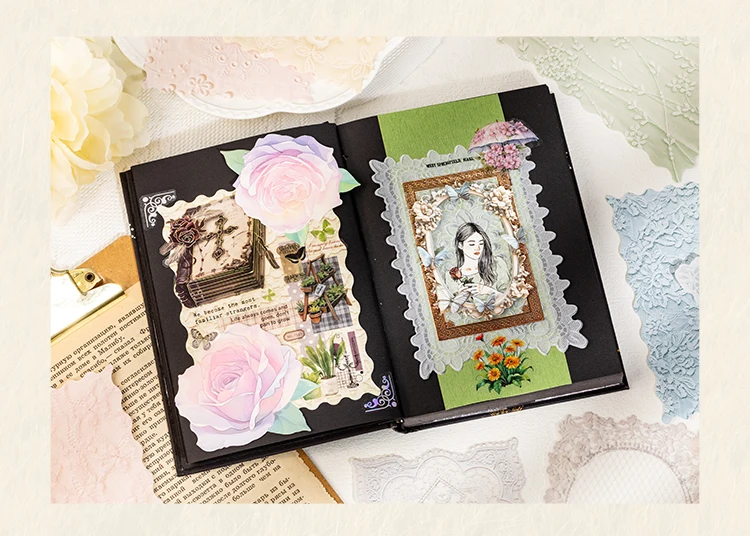 20 Stück kreatives Stoffstruktur-Scrapbook-Vintage-Materialpapier-Set DIY Junk Journal Collage Fotoalbum Retro Hintergrundpapier – Detail 6