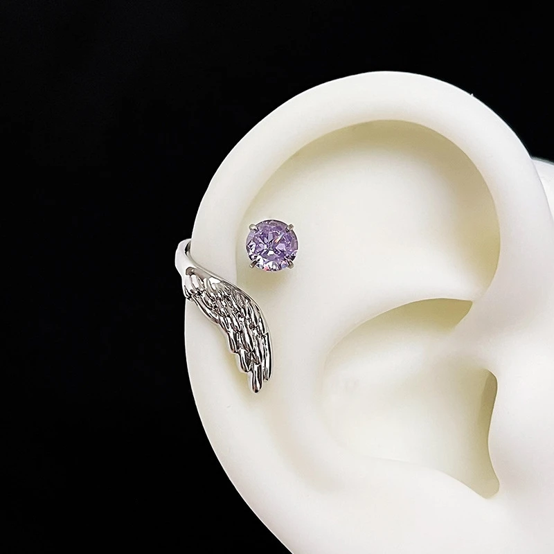 Silver Color Wing Ear Bone Nail for Women New Fashion Zircon Earrings Accessories Fashion Jewelry