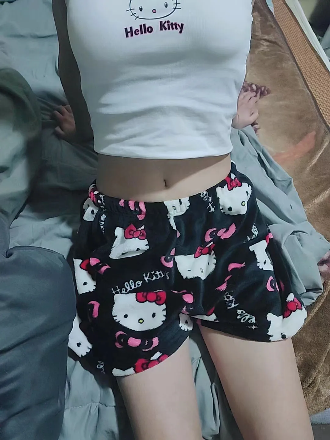 

Sanrio Hello Kitty Athletic Pants Summer Women Flannel Soft Fleece Pajama Girl Casual Lounge Sleep Shorts Sleepwear Pajama Pants