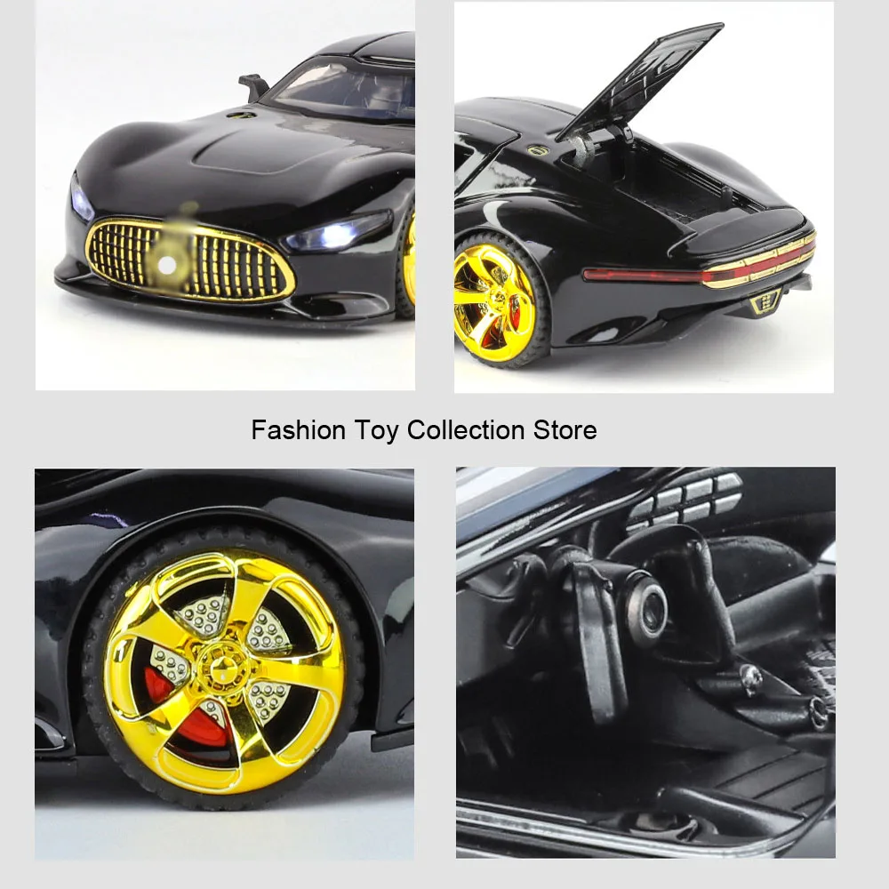 1: 32 Bens-AMG GT Alloy Car Model High Simulation Diecasts Toy With Sound and Light Pull Back Vehicles Decoration Toys For Kids