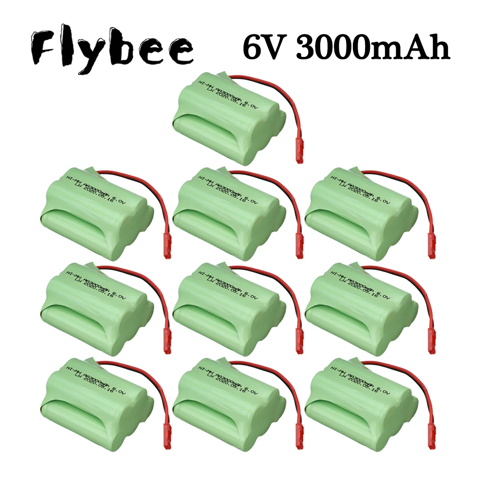 1-10 pz 3000mAh 6V ni-mh batteria AA per giocattoli elettrici RC auto serbatoio Robot barche 6V batteria ricaricabile con spina JST