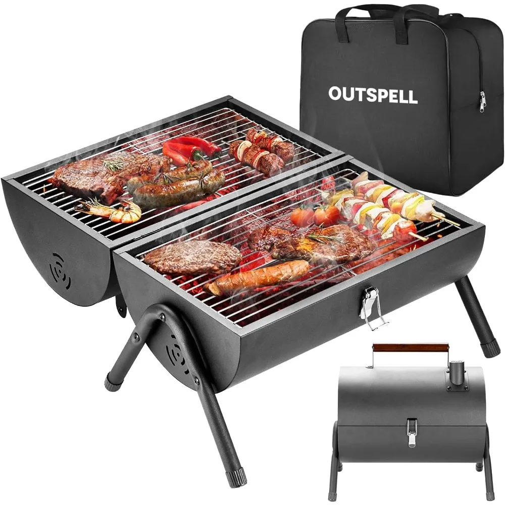 Protable Charcoal Grill Outdoor Stove: BBQ Easy to take Two Side Carbon Griller