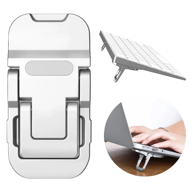 Anti-Slip Kickstand for Notebook Mini Metal Folding Laptop Holder 2 Level Riser Tablet Stand Holder with Heat-Vent Macbock Stand