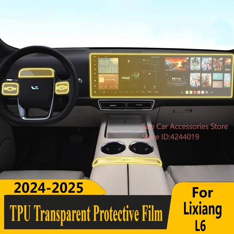 

For Ideal Lixiang L6 2024-2025 Screen Central Control Interior Sticker TPU Protective Film Car Interior Modified Accessories