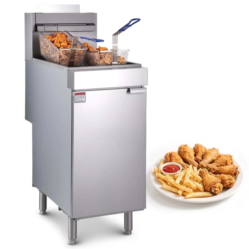 Commercial Electric Fryer, Stainless Steel Floor Type, Double Adjustable Basket
