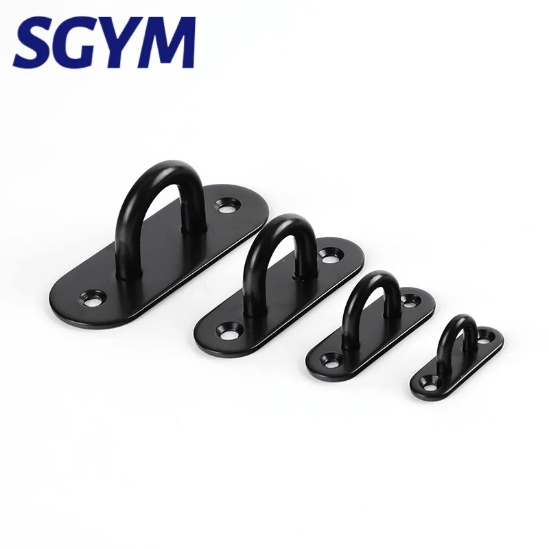 1pcs Black Stap Ring wall Hook Heavy Duty Fixed Pad Eye Plate Deck Door Buckle U-Shaped Heavy Duty Ceiling Mount Hanger